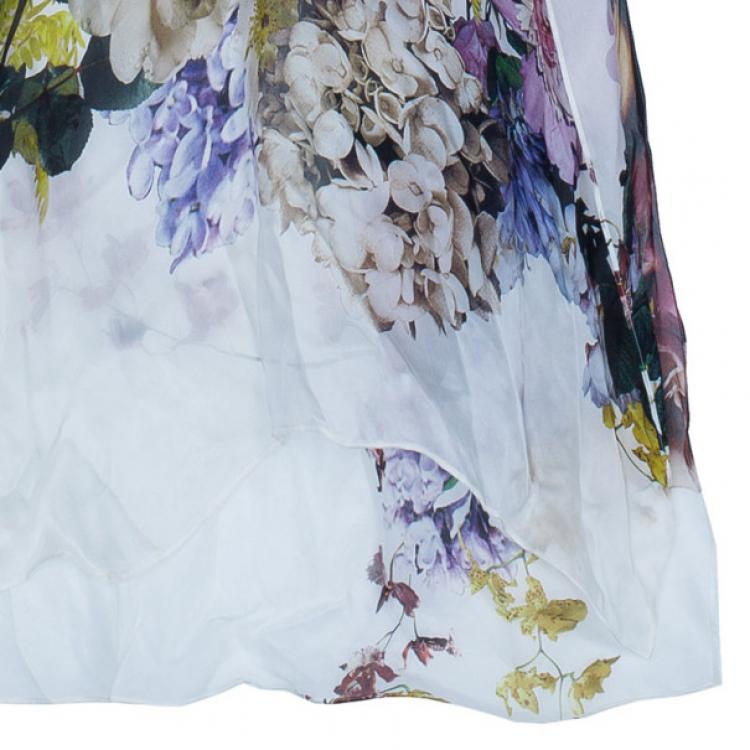 Pre Owned Roberto Cavalli Silk Flower Print Kaftan M