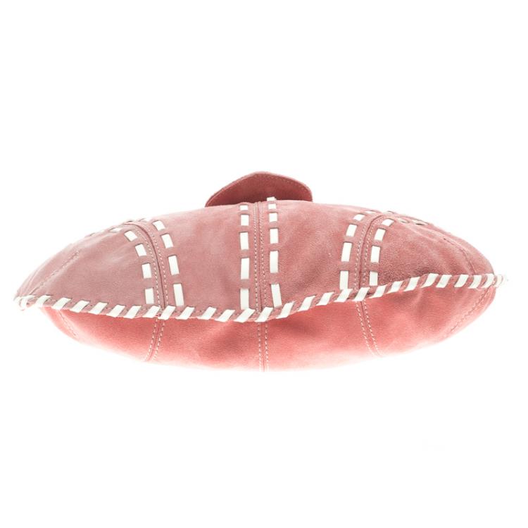 Pre Owned Roberto Cavalli Pink/White Suede Freedom Hobo