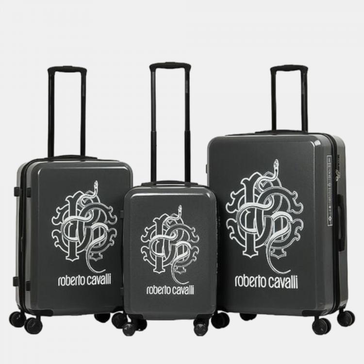 Pre Owned Roberto Cavalli Grey Lightweight Spinner Suitcase Set