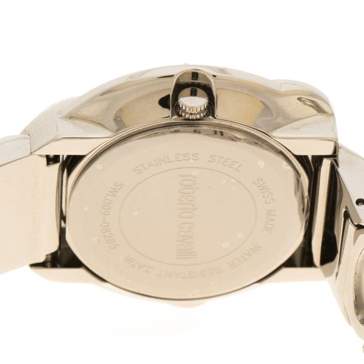 Pre Owned Roberto Cavalli Silver Snake Stainless Steel Classic Women's Wristwatch 38 mm