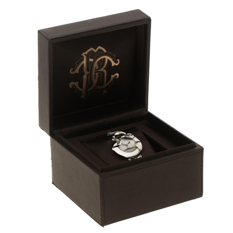 Pre Owned Roberto Cavalli Silver Snake Stainless Steel Classic Women's Wristwatch 38 mm