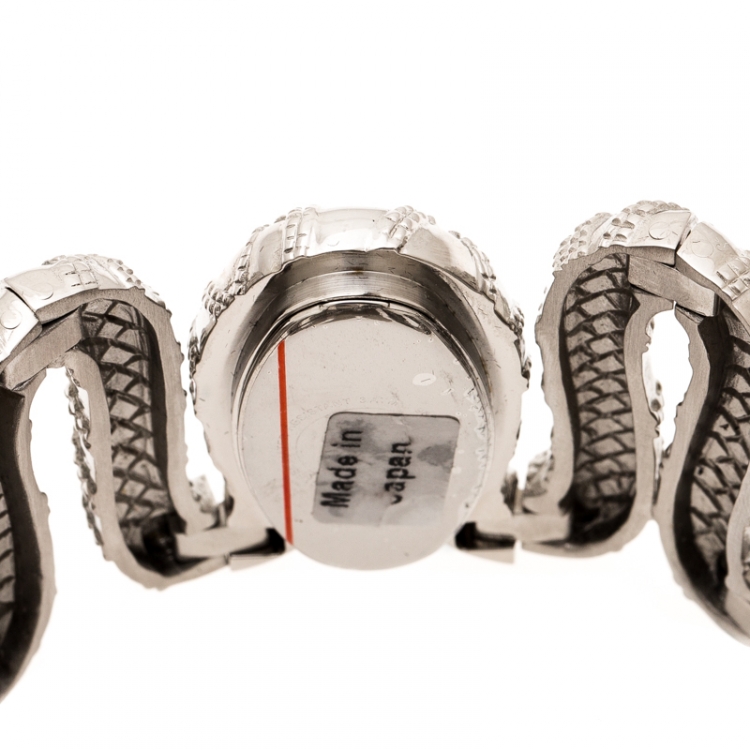 Pre Owned Roberto Cavalli Silver Stainless Steel Cleopatra R7253195515 Women's Wristwatch 40 mm