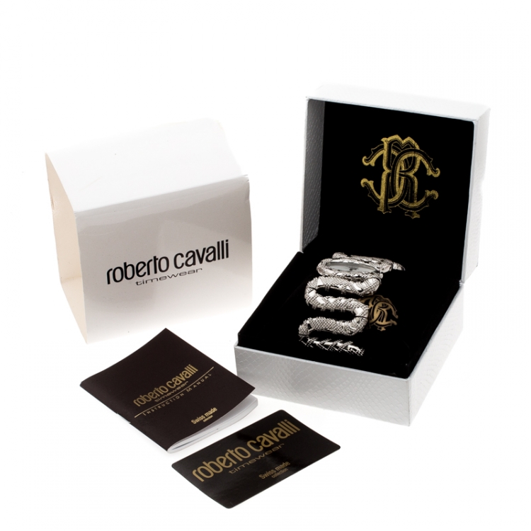 Pre Owned Roberto Cavalli Silver Stainless Steel Cleopatra R7253195515 Women's Wristwatch 40 mm
