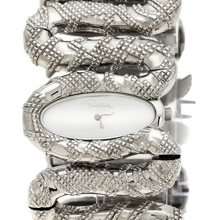 مملوكة مسبقًا Roberto Cavalli Silver Stainless Steel Cleopatra R7253195515 Women's Wristwatch 40 mm