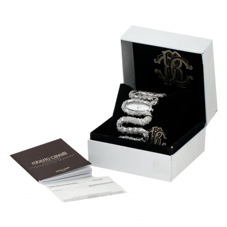 مملوكة مسبقًا Roberto Cavalli Silver Stainless Steel Cleopatra R7253195515 Women's Wristwatch 40 mm
