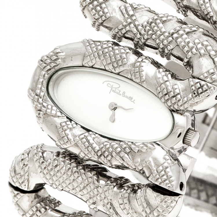مملوكة مسبقًا Roberto Cavalli Silver Stainless Steel Cleopatra R7253195515 Women's Wristwatch 40 mm