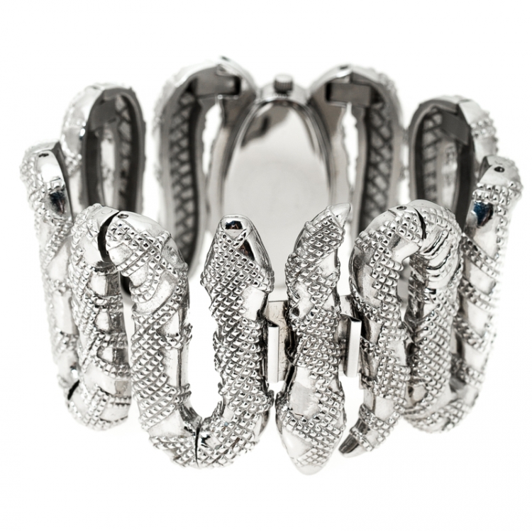 مملوكة مسبقًا Roberto Cavalli Silver Stainless Steel Cleopatra R7253195515 Women's Wristwatch 40 mm