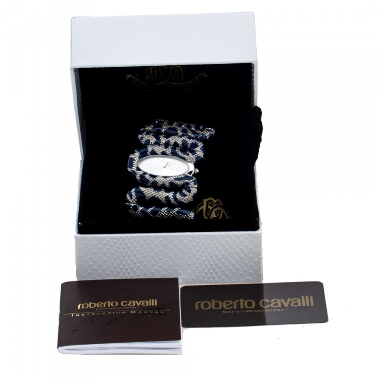 Pre Owned Roberto Cavalli Silver Stainless Steel Cleopatra R7253195635 Women's Wristwatch 40 mm