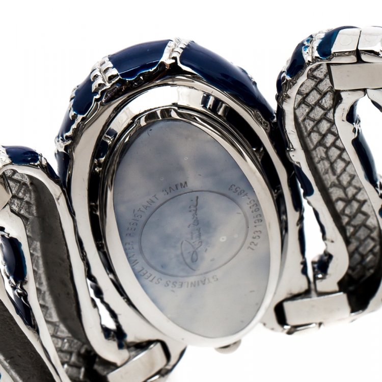 Pre Owned Roberto Cavalli Silver Stainless Steel Cleopatra R7253195635 Women's Wristwatch 40 mm