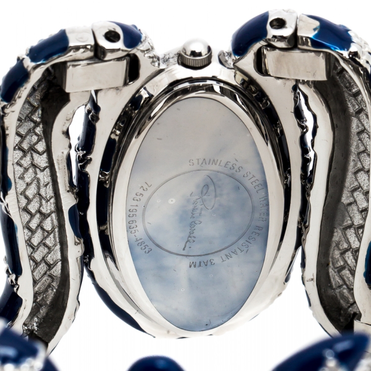 Pre Owned Roberto Cavalli Silver Stainless Steel Cleopatra R7253195635 Women's Wristwatch 40 mm