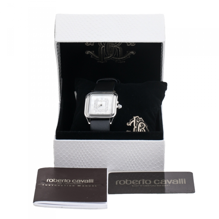 Pre Owned Roberto Cavalli White MOP Stainless Steel Venom Women's Wristwatch 33 mm