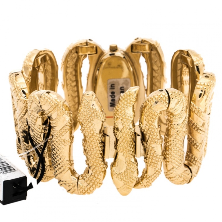 Pre Owned Roberto Cavalli Yellow Gold Plated Stainless Steel Cleopatra R7253195517 Women's Wristwatch 40 mm