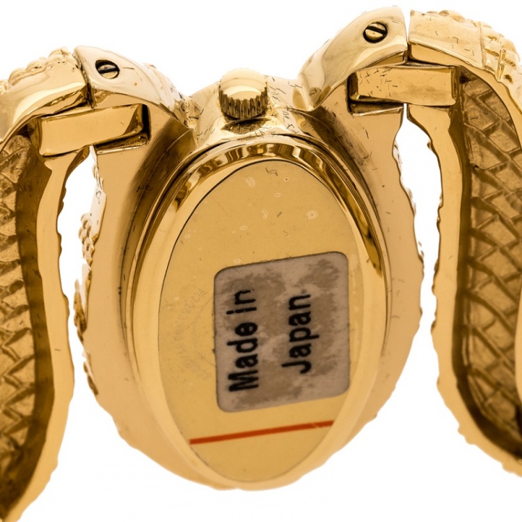 Pre Owned Roberto Cavalli Yellow Gold Plated Stainless Steel Cleopatra R7253195517 Women's Wristwatch 40 mm