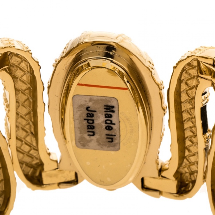 Pre Owned Roberto Cavalli Yellow Gold Plated Stainless Steel Cleopatra R7253195517 Women's Wristwatch 40 mm