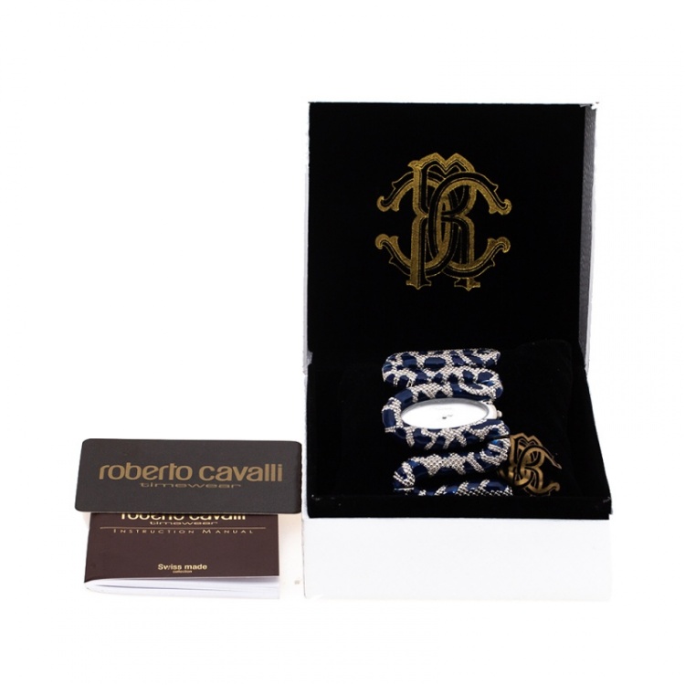 Pre Owned Roberto Cavalli Silver Stainless Steel Cleopatra R7253195635 Women's Wristwatch 40 mm