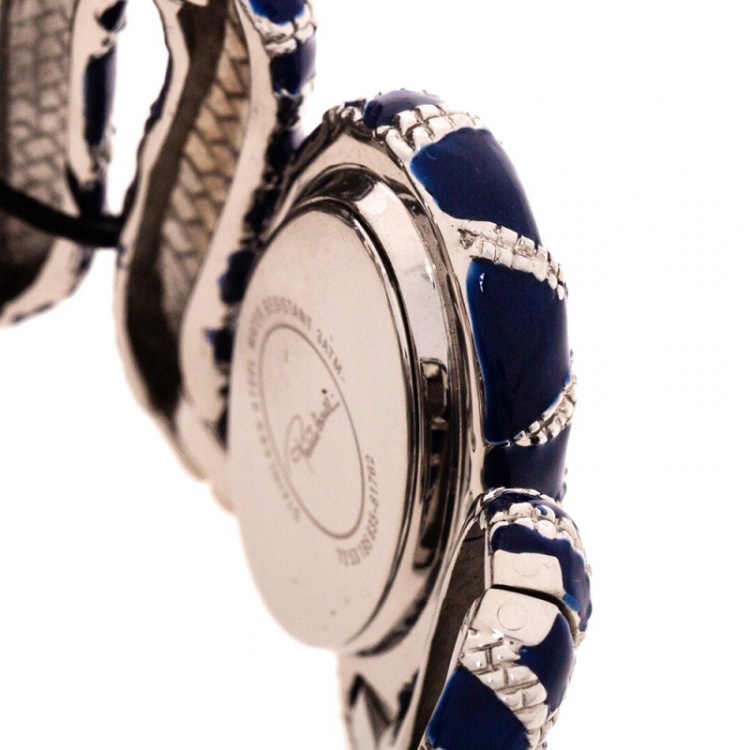 Pre Owned Roberto Cavalli Silver Stainless Steel Cleopatra R7253195635 Women's Wristwatch 40 mm