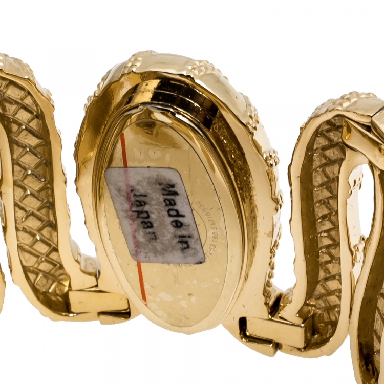 Pre Owned Roberto Cavalli Yellow Gold Plated Stainless Steel Cleopatra R7253195517 Women's Wristwatch 40 mm