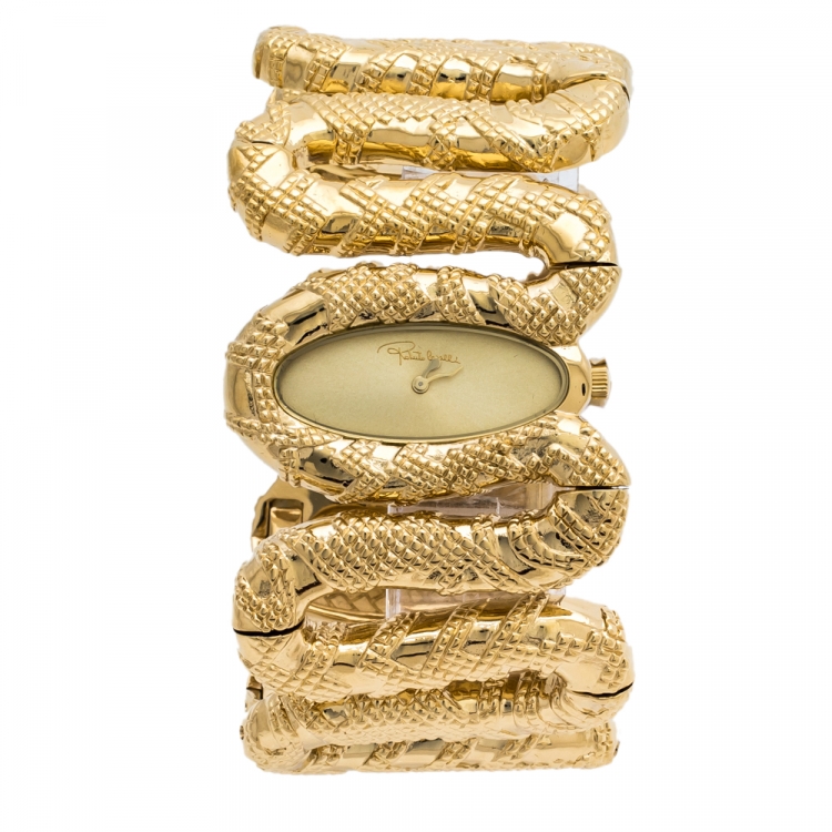 Roberto Cavalli Yellow Gold Plated Stainless Steel Cleopatra ...