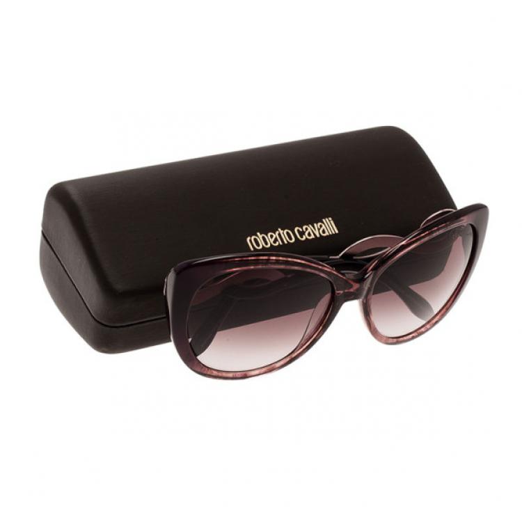 Pre Owned Roberto Cavalli Purple Leopard Frame Serpent Kurumba Cat Eye Sunglasses