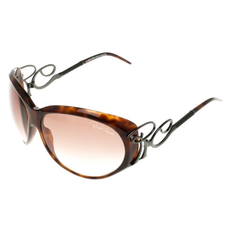 Pre Owned Roberto Cavalli Brown Black RC 320 Autolico Sunglasses