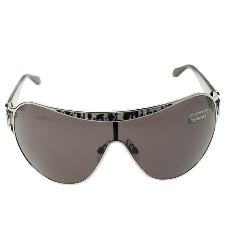 Pre Owned Roberto Cavalli Black/Silver 720S Marotiri Shield Sunglasses