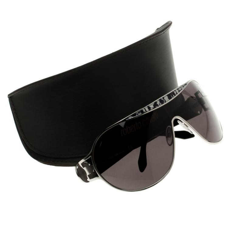 Pre Owned Roberto Cavalli Black/Silver 720S Marotiri Shield Sunglasses