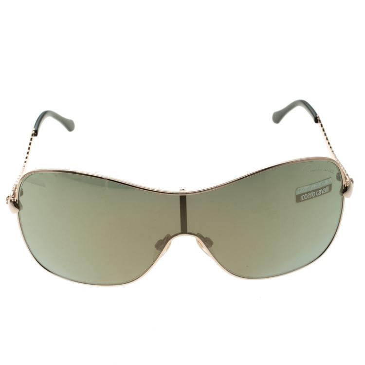 Pre Owned Roberto Cavalli Gold 739S Agena Shield Sunglasses