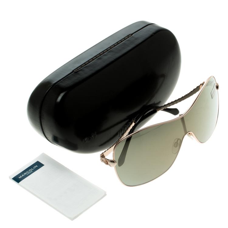 Pre Owned Roberto Cavalli Gold 739S Agena Shield Sunglasses