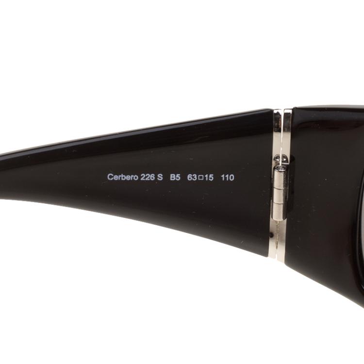 Pre Owned Roberto Cavalli Black 226S Cerbero Rectangular Sunglasses