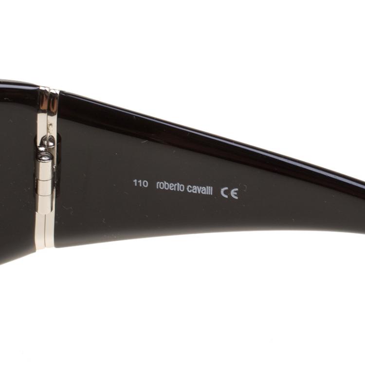 Pre Owned Roberto Cavalli Black 226S Cerbero Rectangular Sunglasses