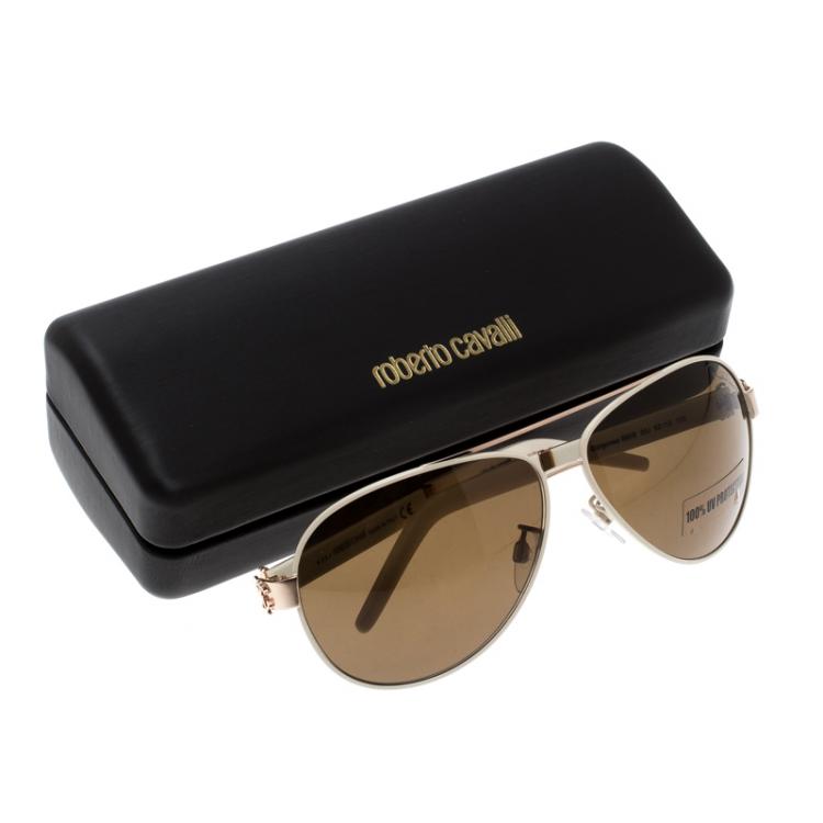 مملوكة مسبقًا Roberto Cavalli Brown Gorgonea Aviator Sunglasses