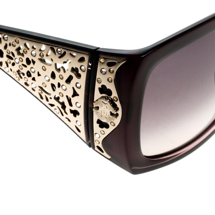 Pre Owned Roberto Cavalli Aldebaran 804T Crystal Embellished Square Sunglasses