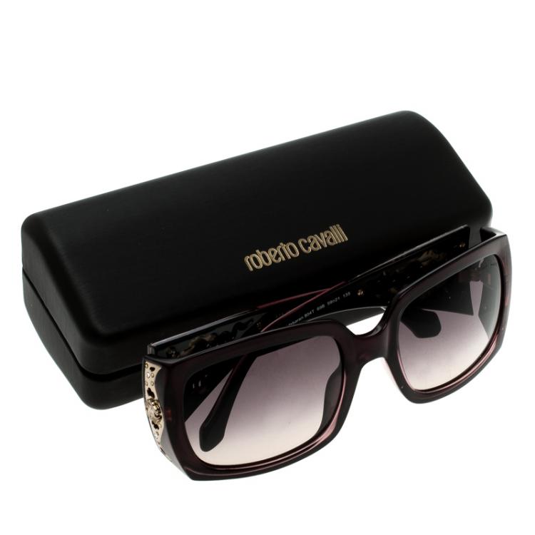 Pre Owned Roberto Cavalli Aldebaran 804T Crystal Embellished Square Sunglasses