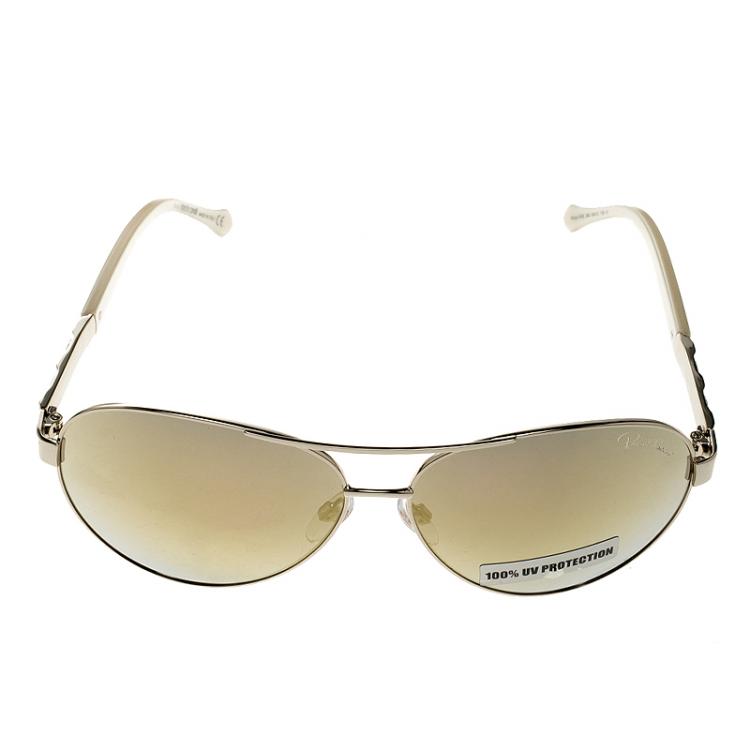 Pre Owned Roberto Cavalli Gold Merga 905S Reflective Aviator Sunglasses