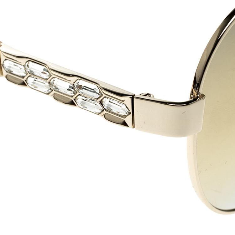 Pre Owned Roberto Cavalli Gold Merga 905S Reflective Aviator Sunglasses