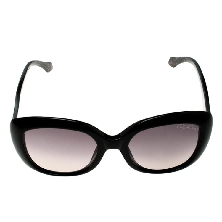 Pre Owned Roberto Cavalli Black Alula 828T Butterfly Sunglasses