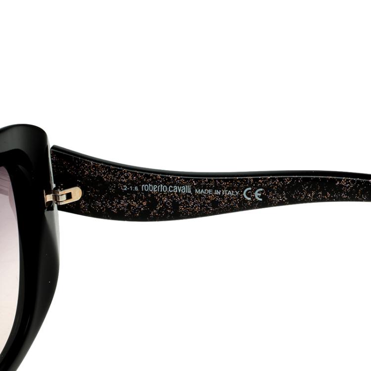Pre Owned Roberto Cavalli Black Alula 828T Butterfly Sunglasses