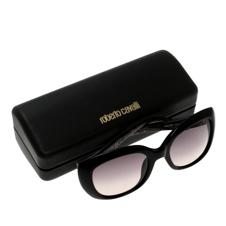Pre Owned Roberto Cavalli Black Alula 828T Butterfly Sunglasses