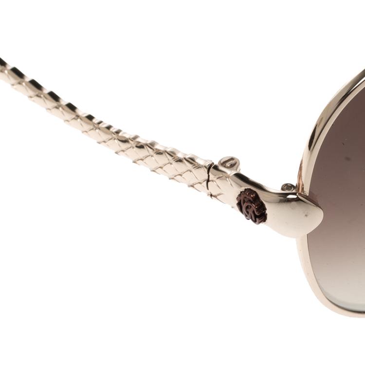 Pre Owned Roberto Cavalli Brown/Gold 792S Adhil Aviator Sunglasses