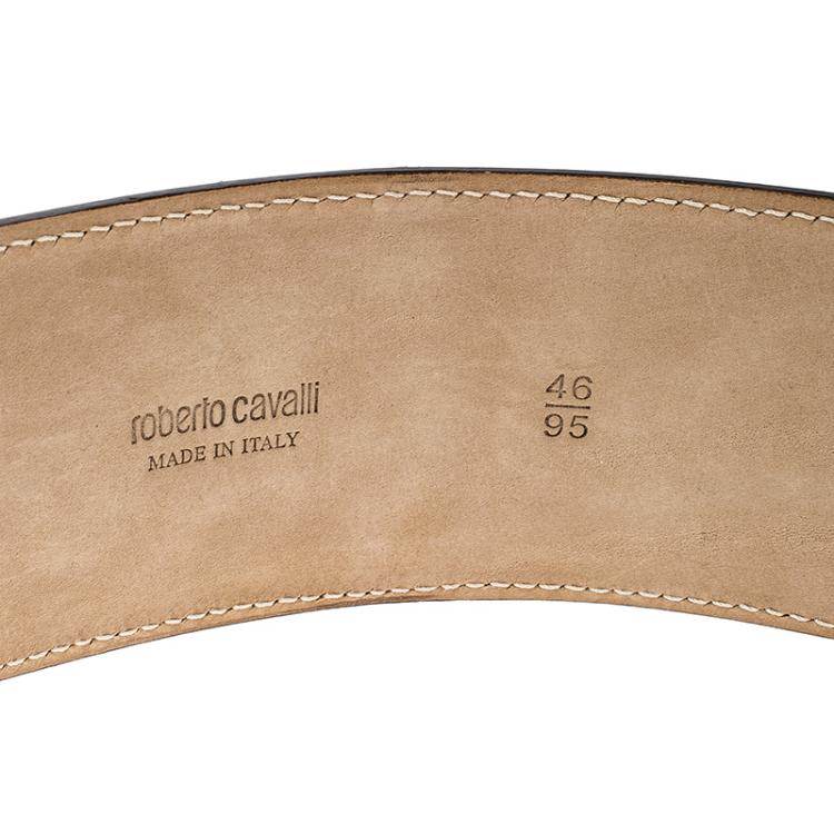 Pre Owned Roberto Cavalli Bronze Leather Serpent Buckle Belt 95cm