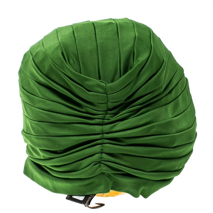 Pre Owned Roberto Cavalli Green Ruched Jersey Turban