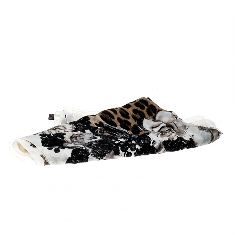 Pre Owned Roberto Cavalli Multicolor Floral and Animal Print Silk Scarf