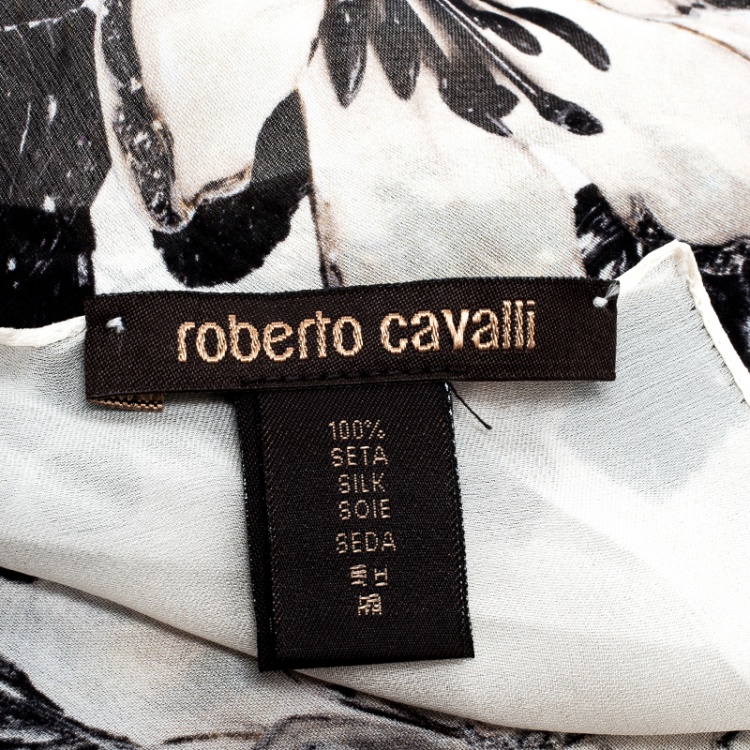 Pre Owned Roberto Cavalli Multicolor Floral and Animal Print Silk Scarf