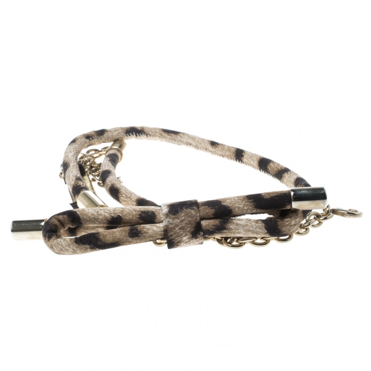 Pre Owned Roberto Cavalli Animal Print Corded Bow Chain Belt XS