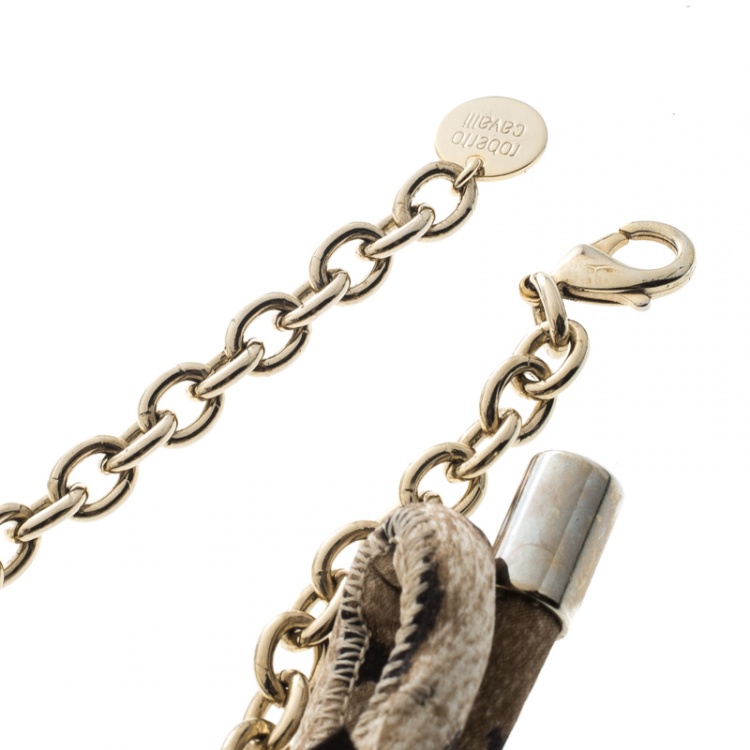 Pre Owned Roberto Cavalli Animal Print Corded Bow Chain Belt XS