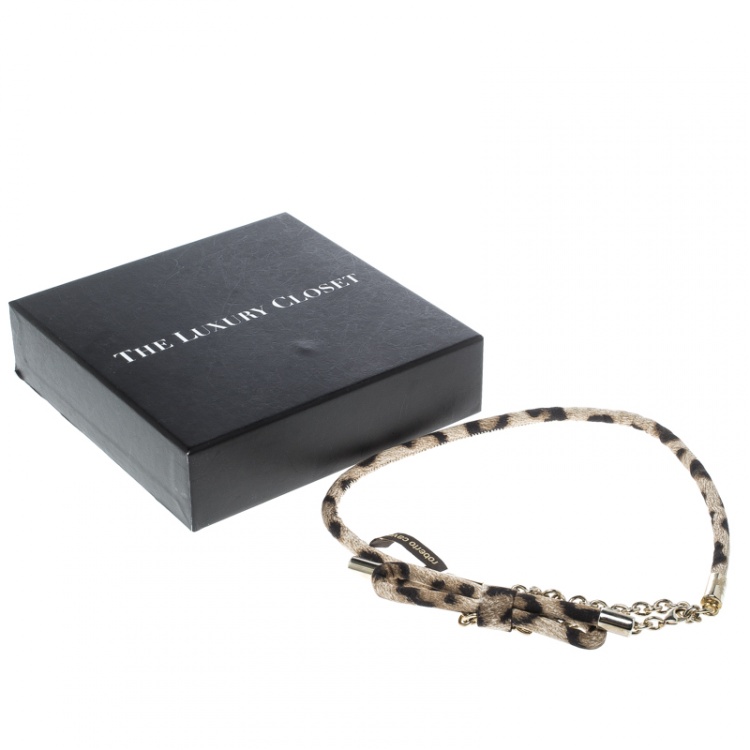 Pre Owned Roberto Cavalli Animal Print Corded Bow Chain Belt XS