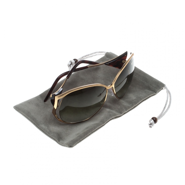 Pre Owned Roberto Cavalli Rose Gold/Green Gradient Fresia 574S Oversize Sunglasses 