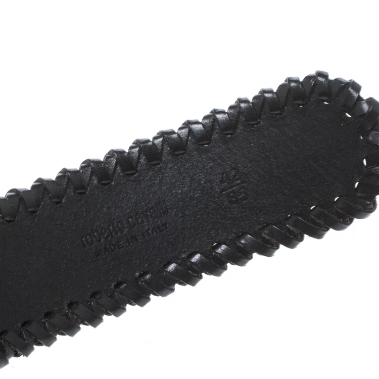 Pre Owned Roberto Cavalli Black Leather Braided Serpent Buckle Belt 85cm