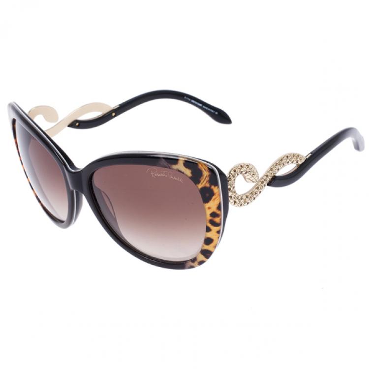 Pre Owned Roberto Cavalli Leopard Frame Serpent Kurumba Sunglasses