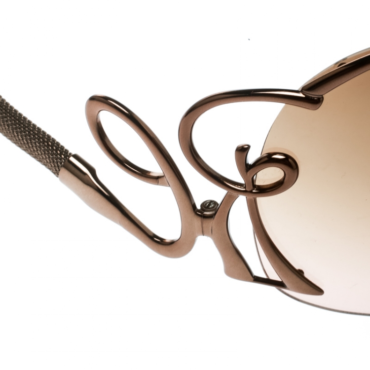 Pre Owned Roberto Cavalli  Bronze/Brown Gradient Botein 852S Shield Sunglasses